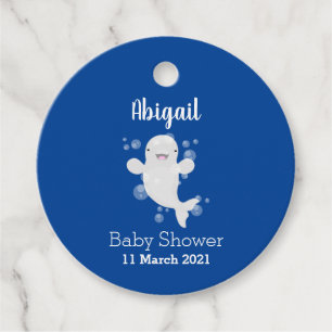 Étiquettes Cadeau Béluga mignon bulles dessin de dessin animé