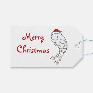 Étiquettes-cadeau Beluga Whale Merry Christmas Winter Animals Whales