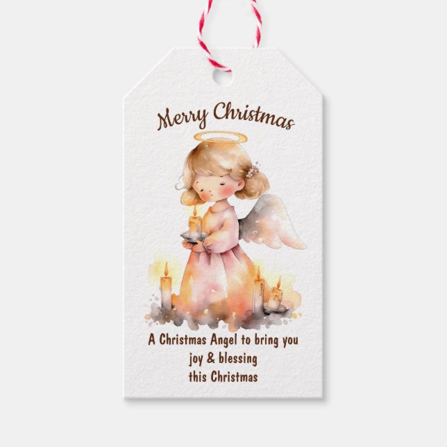 Étiquettes-cadeau Bénédiction de l'ange de Noël (Devant)