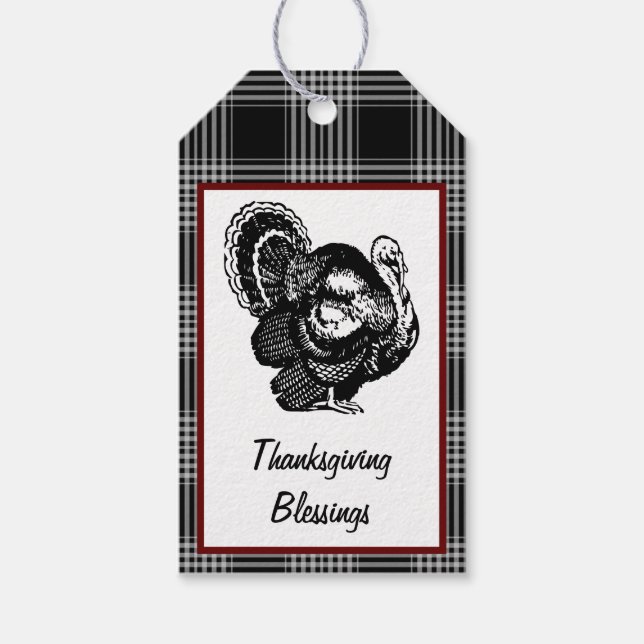 Étiquettes-cadeau Bénédiction de Thanksgiving Turquie (Devant)