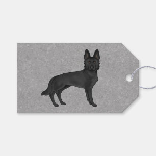 Étiquettes-cadeau Berger allemand noir Chien de dessin animé mignon