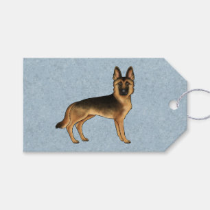 Étiquettes-cadeau Berger Allemand noir et feu Chien mignon sur fond