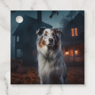 Étiquettes Cadeau Berger Australien Halloween Épouvantable