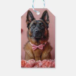 Étiquettes-cadeau Berger Malinois belge avec des Roses - Saint-Valen