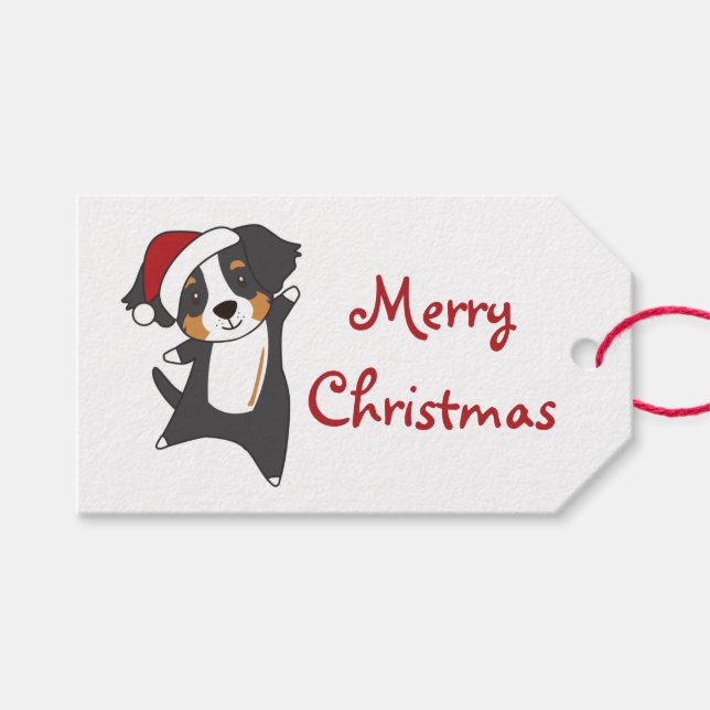Étiquettes-cadeau Bernois Joyeux Noël Joyeux Chiens de Noël Camion (Devant (Horizontal))