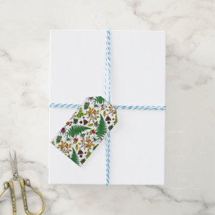 Étiquettes-cadeau Berries forestières, feuilles et buissons sur blan