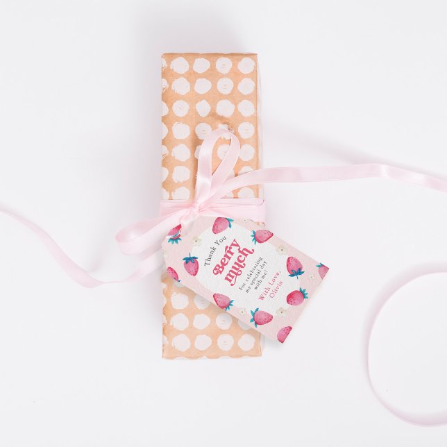 Étiquettes-cadeau Berry 1er Anniversaire Fraise Première fête d'anni (Créateur téléchargé)