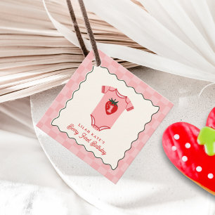 Étiquettes Cadeau Berry 1er Birthday Strawberry Bodysuit Checker