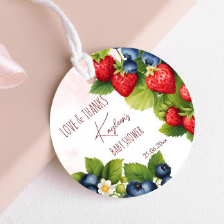 Étiquettes Cadeau Berry baby shower de fraise aux bleuets doux à la