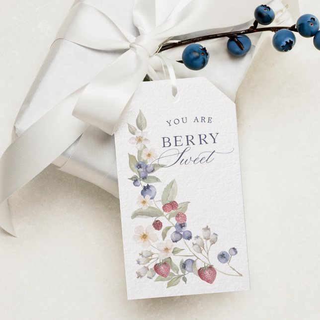 Étiquettes-cadeau Berry Baby shower doux Fleurs et baies sauvages (Berry Sweet Baby Shower Wild Berries & Flowers Gift Tags)
