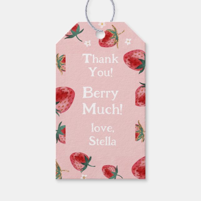 Étiquettes-cadeau Berry Birthday fraise Merci Favoriser (Devant)