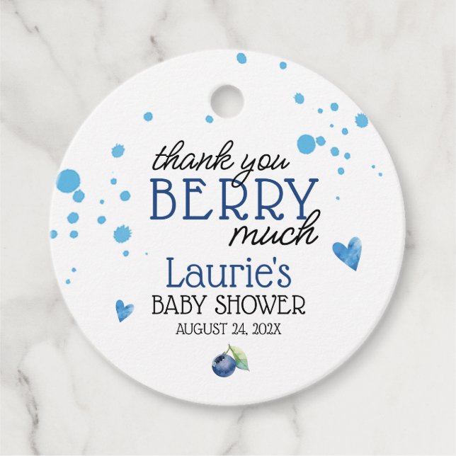 Étiquettes Cadeau Berry de bleuets Berry Merci beaucoup (Devant)
