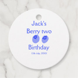 Étiquettes Cadeau Berry deux anniversaire bleu baie ajouter nom date