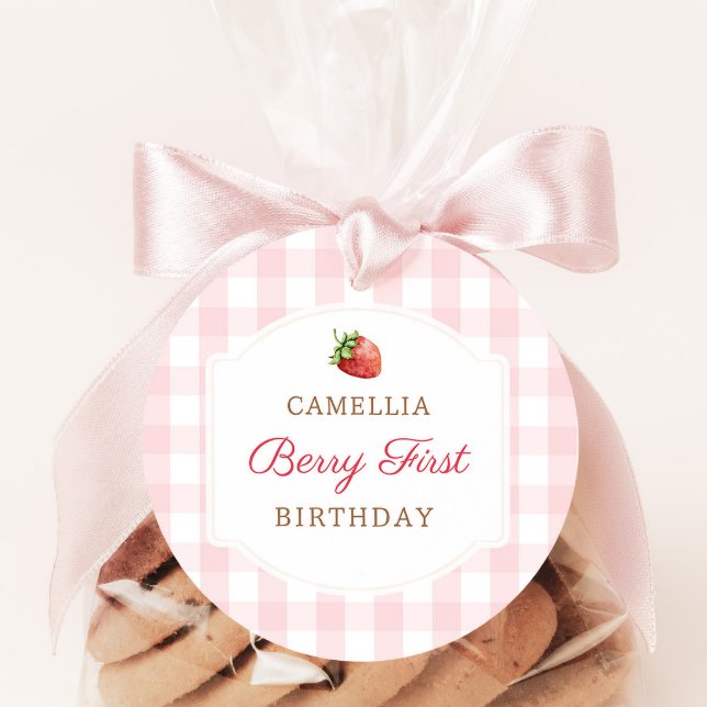 Étiquettes Cadeau Berry First Strawberry Jam 1ère fête d'anniversair (Créateur téléchargé)