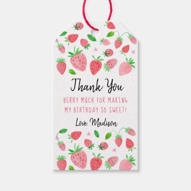 Étiquettes-cadeau Berry fraise Sweet Merci d'anniversaire (Devant)