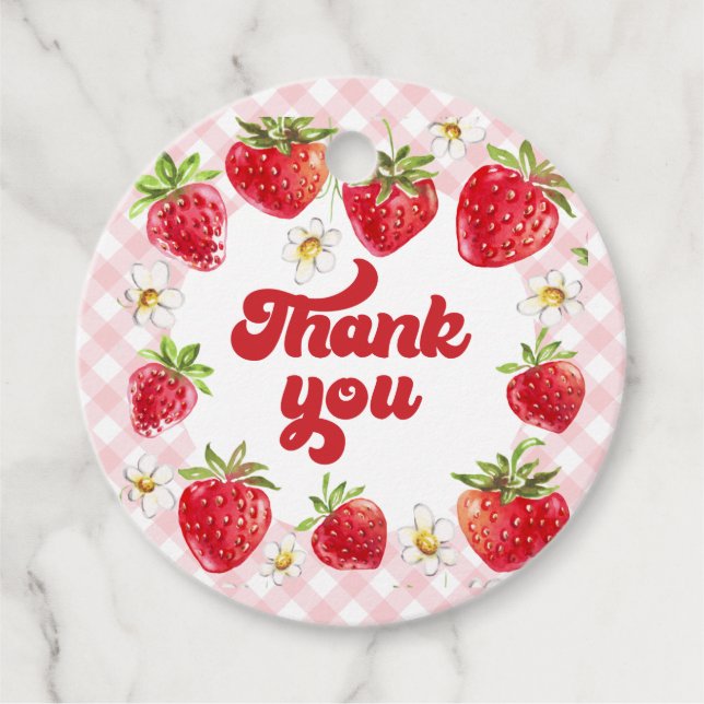 Étiquettes Cadeau Berry fraise Sweet Merci d'anniversaire (Devant)