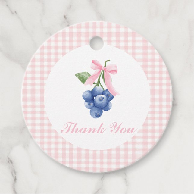 Étiquettes Cadeau Berry Sweet bleuet anniversaire Pink Bow Merci (Devant)