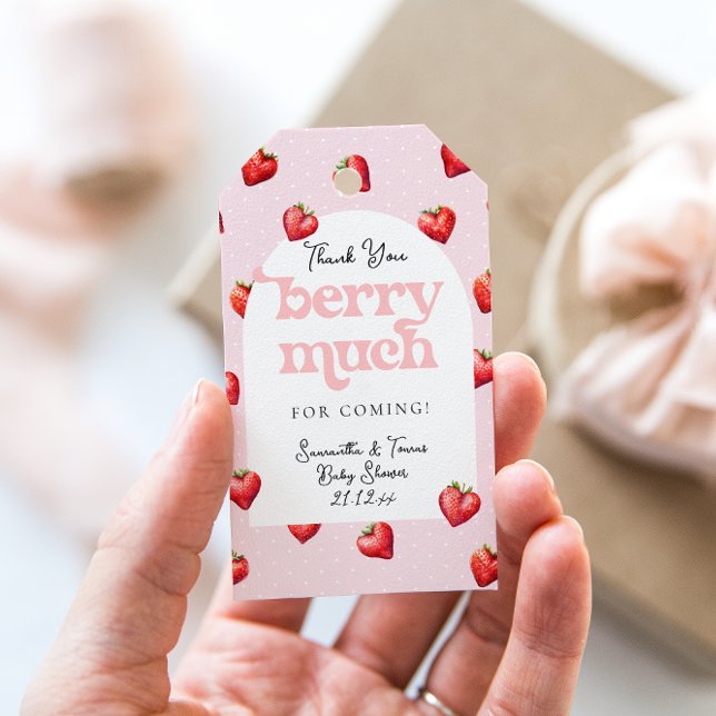 Étiquettes-cadeau Berry Sweet Strawberry Heart Girt Baby shower (Créateur téléchargé)