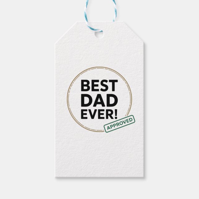 Étiquettes-cadeau Best Dad Ever, conception de texte approuvée (Devant)