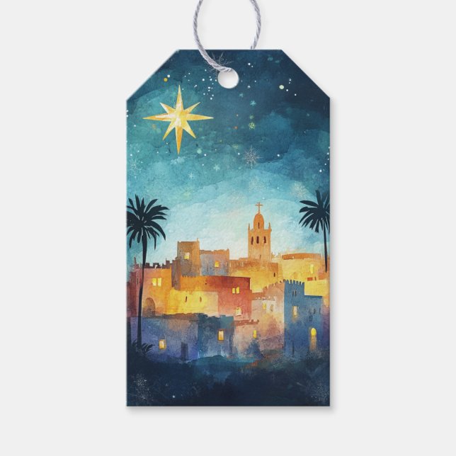 Étiquettes-cadeau Bethléem Sous Étoile De Noël (Devant)