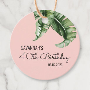 Étiquettes Cadeau Beverly Hills Pink & Green Anniversaire Party