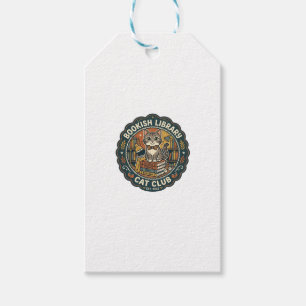 Étiquettes-cadeau Bibliothèque livresque Chat POD Vector Art - Bibli
