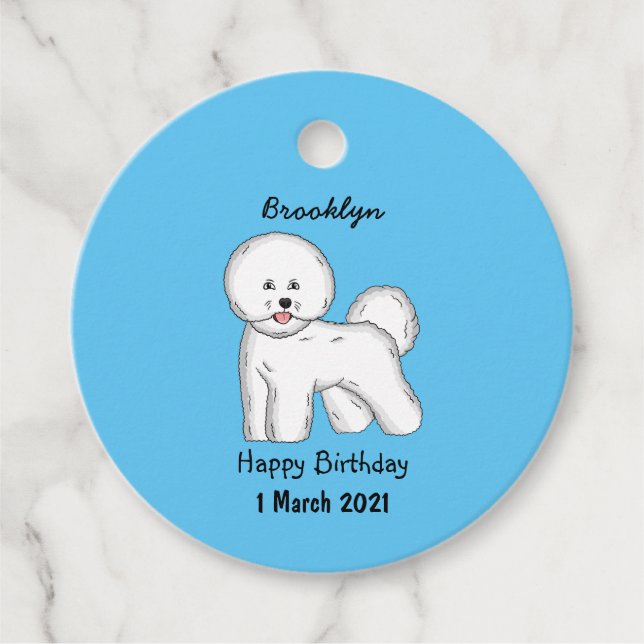Étiquettes Cadeau Bichon frise dog dessin animé (Devant)