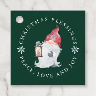 Étiquettes Cadeau Bienheureux Noël Gnome Paix Amour Joie