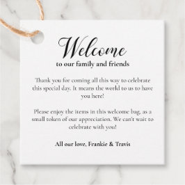 Étiquettes Cadeau Bienvenue à Hébergement Mariage de panier cadeau