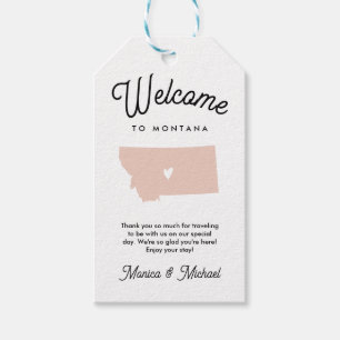Étiquettes-cadeau Bienvenue à MONTANA Mariage N'IMPORTE QUELLE COULE