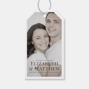 Étiquettes-cadeau Bienvenue À Notre Mariage   Photo moderne et simpl