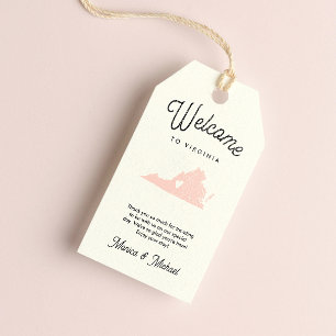 Étiquettes-cadeau Bienvenue à VIRGINIA Mariage N'IMPORTE QUELLE COUL