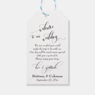 Étiquettes-cadeau Bienvenue Amour & Gratitude Mariage personnalisé