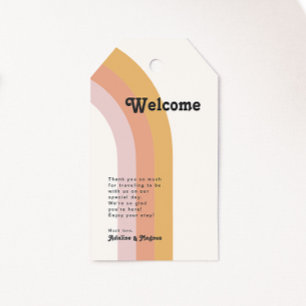 Étiquettes-cadeau Bienvenue au Mariage Rainbow des années 70