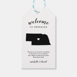 Étiquettes-cadeau Bienvenue au Nebraska Mariage de calligraphie