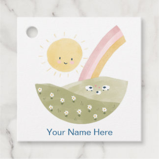 Étiquettes Cadeau Bienvenue dans la Fête de Naissance Flock Aquarell