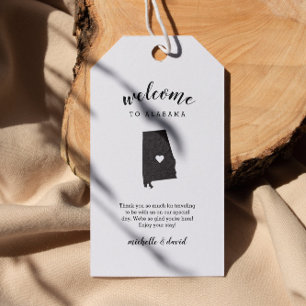 Étiquettes-cadeau Bienvenue en Alabama   Mariage de calligraphie