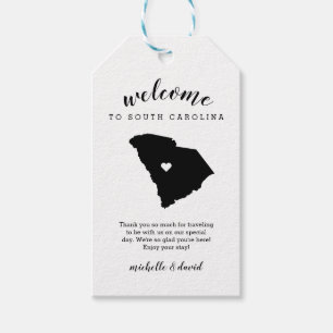 Étiquettes-cadeau Bienvenue en Caroline du Sud Mariage de calligra