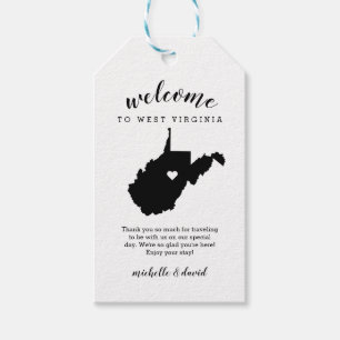 Étiquettes-cadeau Bienvenue en Virginie-Occidentale Mariage de cal