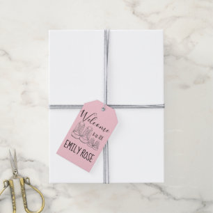 Étiquettes-cadeau BIENVENUE Nouvelle Arrivée Chaussures bébé Douche