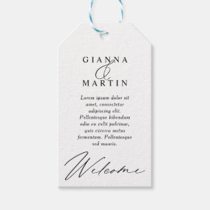 Étiquettes-cadeau Bienvenue pour un week-end de mariage moderne