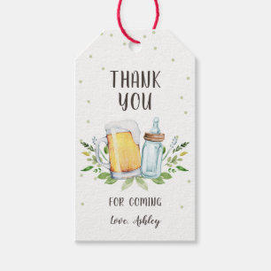 Étiquettes-cadeau Bières et Bouteilles Baby shower Merci Vert