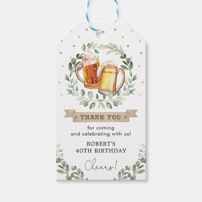 Étiquettes-cadeau Bières vertes et encouragements Hommes adultes fêt (Devant)
