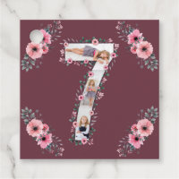 Big 7th Birthday Girl Photo Collage Fleur rose