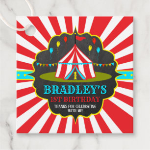 Étiquettes Cadeau Big Top Carnival Carnival Chalkboard 1er anniversa