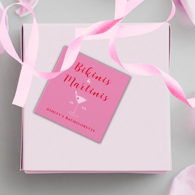 Étiquettes Cadeau Bikinis Et Martinis Parti De Bachelorette Rose Et  (Bikinis And Martinis Pink & Red Bachelorette Party Favor Tags)