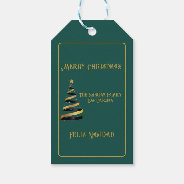 Étiquettes-cadeau Bilingue Feliz Navidad (Devant)