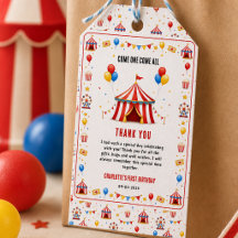 Billet de cirque rouge moderne pour 1er anniversai