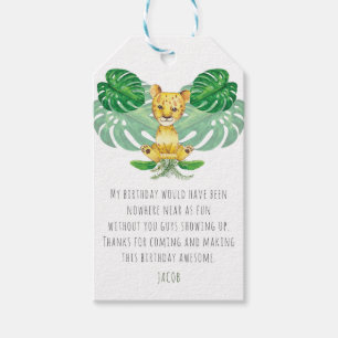Étiquettes-cadeau Birthday I Baptism Lion Illustration