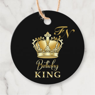 Étiquettes Cadeau Birthday King Gold Crown Royal Monogram Luxury